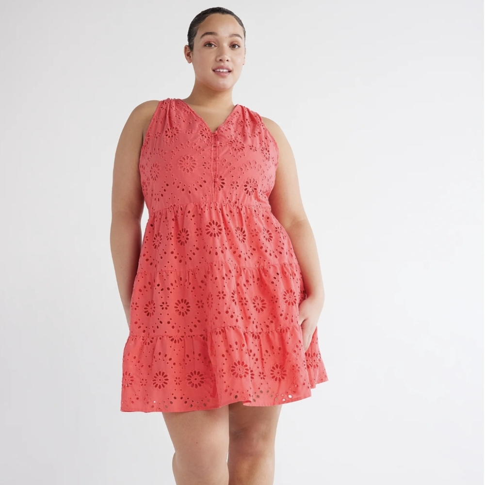 Eyelet tiered dress